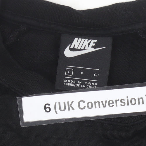 Nike Womens Black Logo Sweatshirt Size UK 6 Cotton Blend