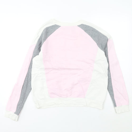 Nike Women’s Grey Pink Colourblock Sweatshirt Size 8 Logo Pullover