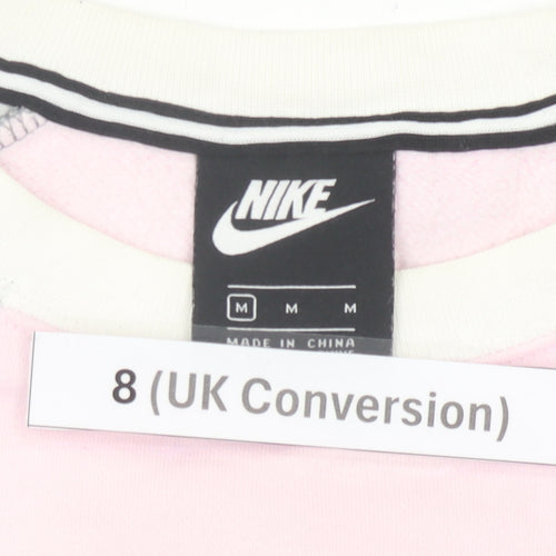 Nike Women’s Grey Pink Colourblock Sweatshirt Size 8 Logo Pullover