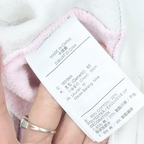 Nike Women’s Grey Pink Colourblock Sweatshirt Size 8 Logo Pullover
