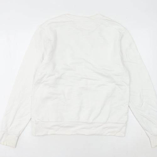 Fila Women’s White Sweatshirt Size 10 UK Cotton Blend Logo Crew Neck