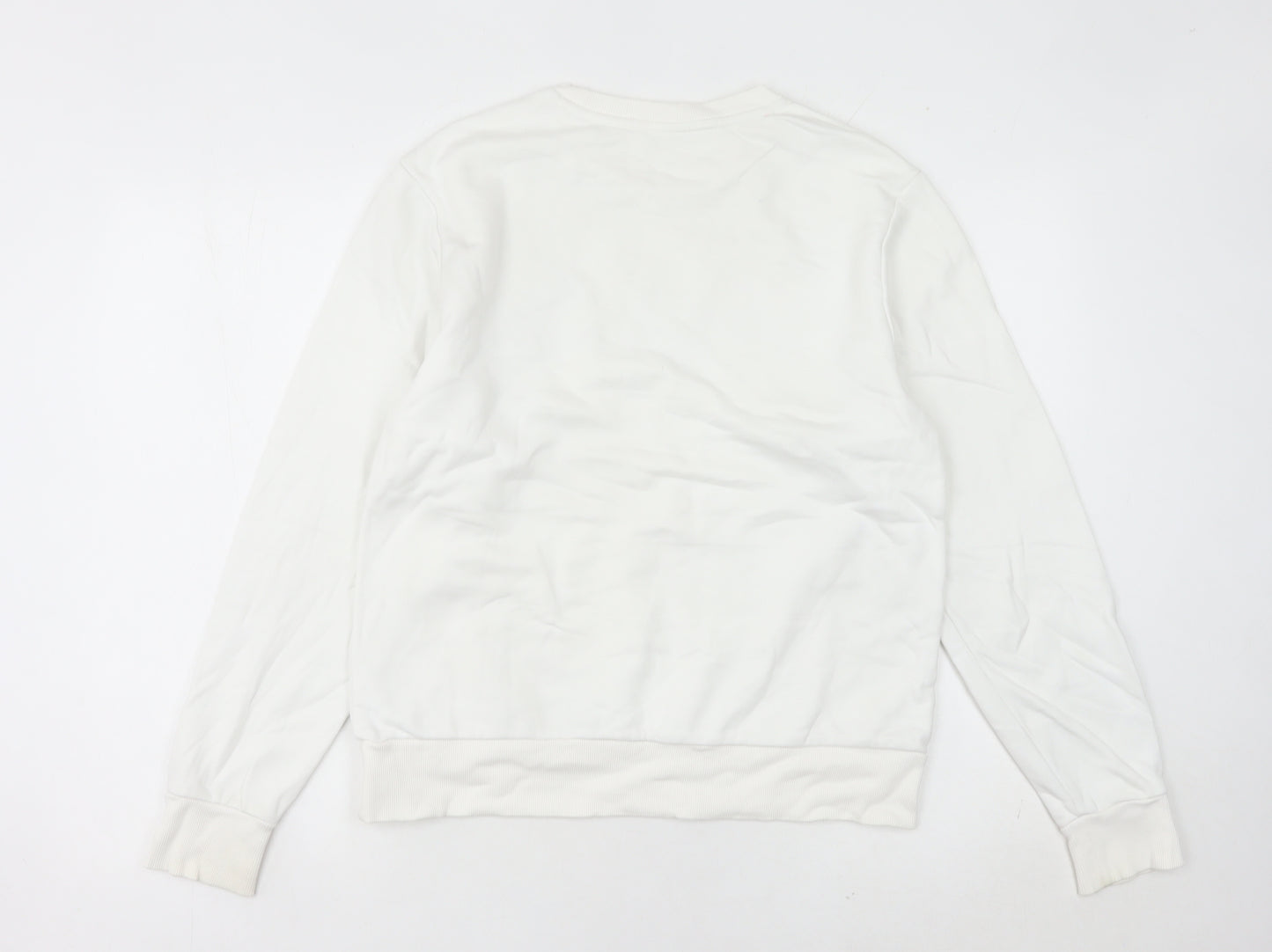 Fila Women’s White Sweatshirt Size 10 UK Cotton Blend Logo Crew Neck