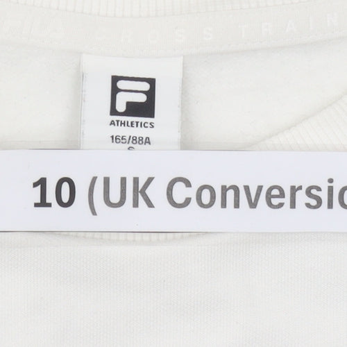 Fila Women’s White Sweatshirt Size 10 UK Cotton Blend Logo Crew Neck
