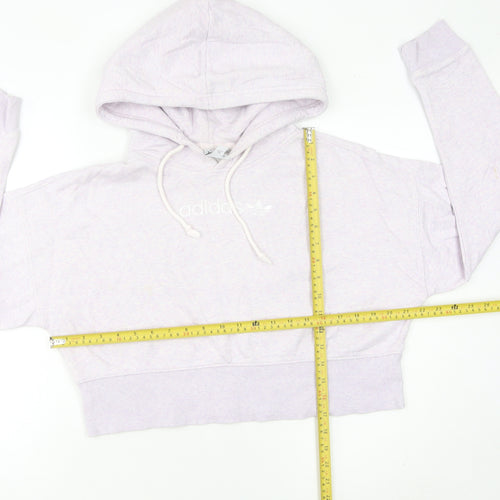 Adidas Womens Lilac Cropped Hoodie Sweatshirt UK 8 Cotton Blend