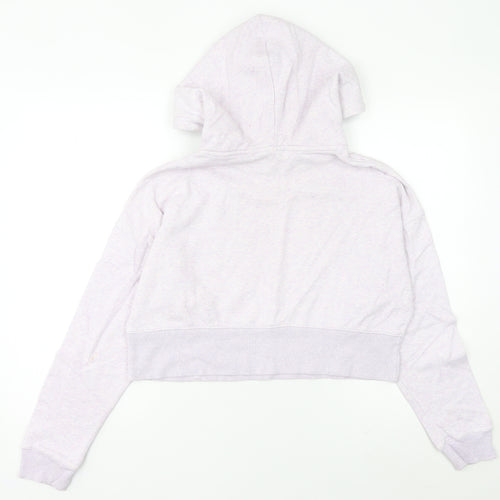 Adidas Womens Lilac Cropped Hoodie Sweatshirt UK 8 Cotton Blend