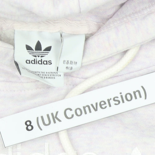 Adidas Womens Lilac Cropped Hoodie Sweatshirt UK 8 Cotton Blend