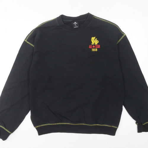 Converse Women’s Black Sweatshirt Size 6 Crew Neck Cotton Graphic