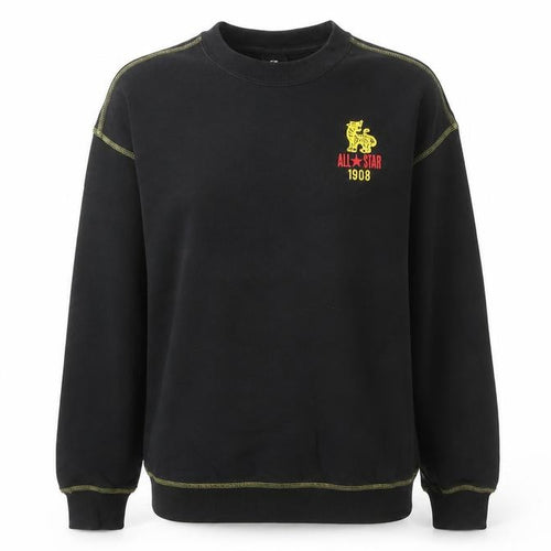 Converse Women’s Black Sweatshirt Size 6 Crew Neck Cotton Graphic