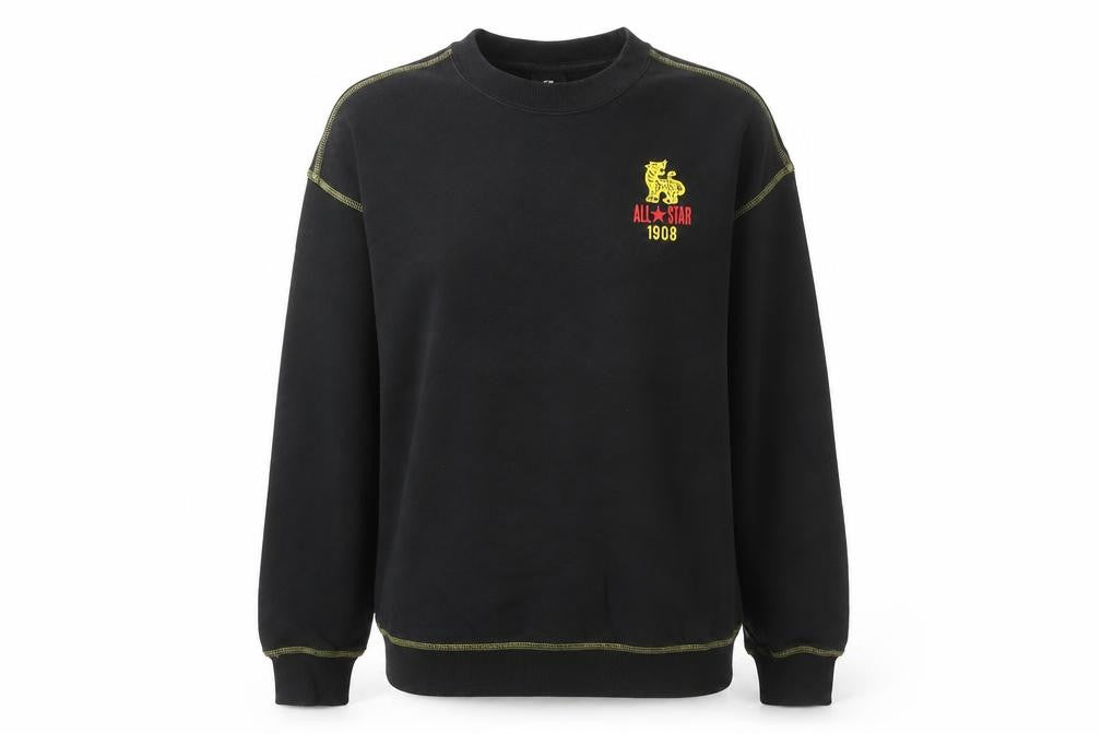 Converse Women’s Black Sweatshirt Size 6 Crew Neck Cotton Graphic