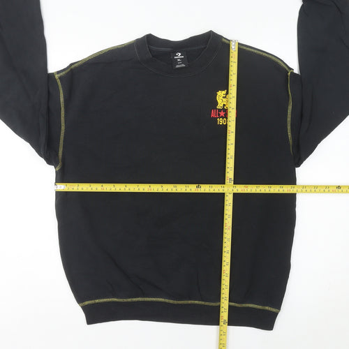 Converse Women’s Black Sweatshirt Size 6 Crew Neck Cotton Graphic