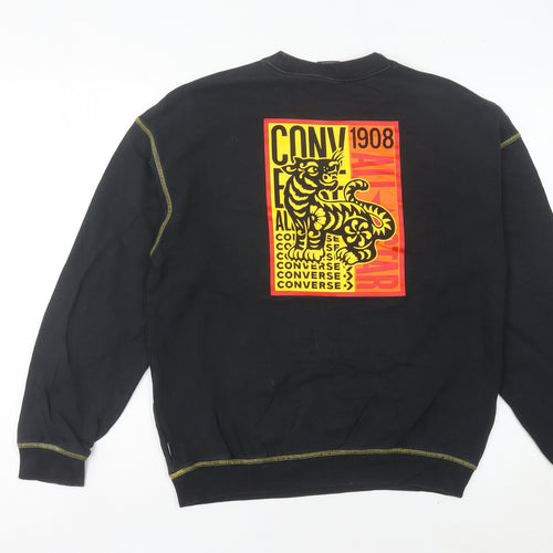 Converse Women’s Black Sweatshirt Size 6 Crew Neck Cotton Graphic