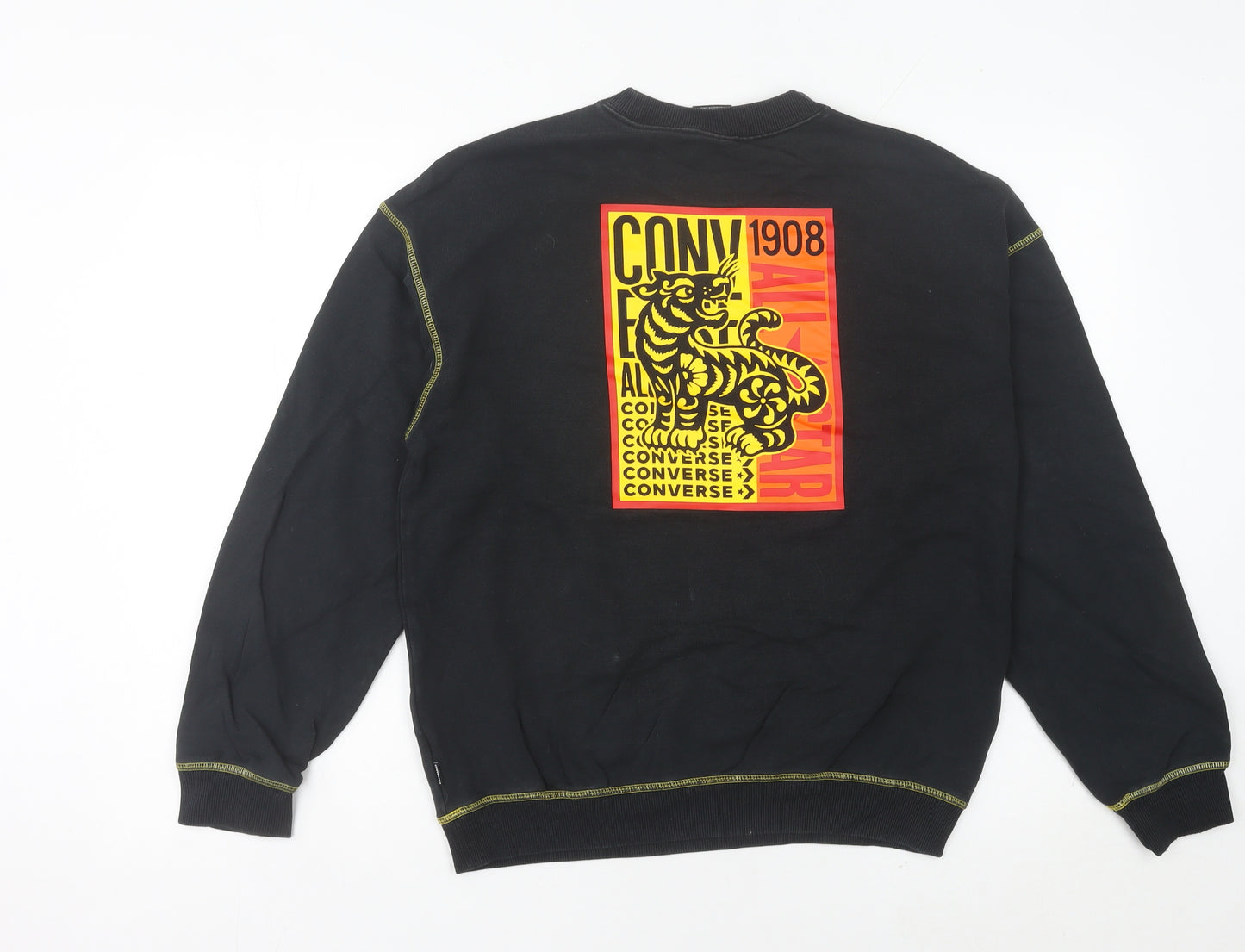 Converse Women’s Black Sweatshirt Size 6 Crew Neck Cotton Graphic