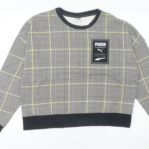 Puma Womens Multicoloured Check Sweatshirt Size 12 Long Sleeve Crew Neck