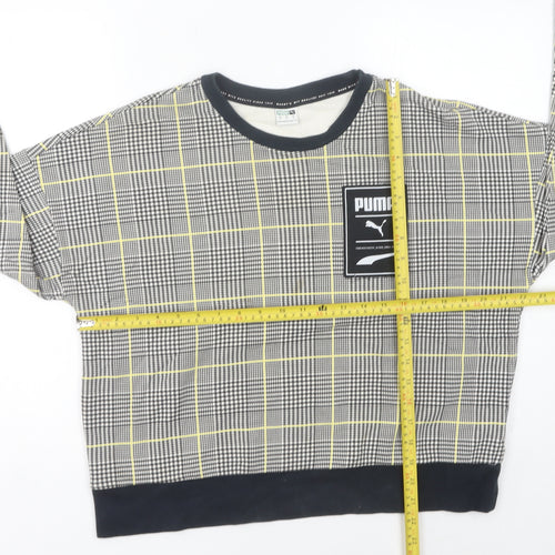 Puma Womens Multicoloured Check Sweatshirt Size 12 Long Sleeve Crew Neck