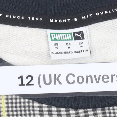Puma Womens Multicoloured Check Sweatshirt Size 12 Long Sleeve Crew Neck