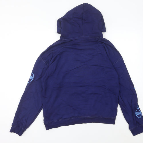 Champion Unisex Blue Pullover Hoodie Medium Cotton Logo