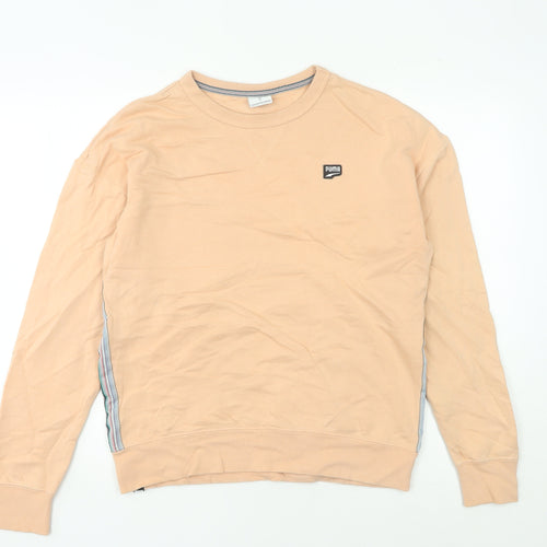 Puma Womens Beige Sweatshirt Size 12 UK Cotton Blend Crew Neck