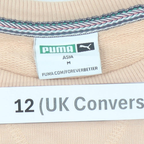 Puma Womens Beige Sweatshirt Size 12 UK Cotton Blend Crew Neck