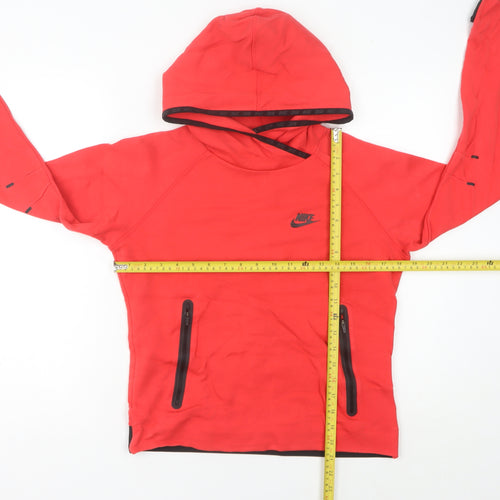 Nike Women’s Red Hoodie Sweatshirt Size 10 UK Hooded Zip Pockets