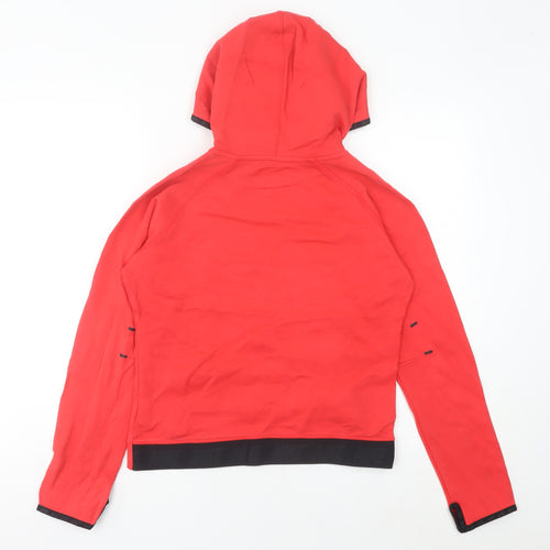 Nike Women’s Red Hoodie Sweatshirt Size 10 UK Hooded Zip Pockets