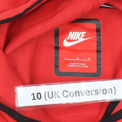 Nike Women’s Red Hoodie Sweatshirt Size 10 UK Hooded Zip Pockets