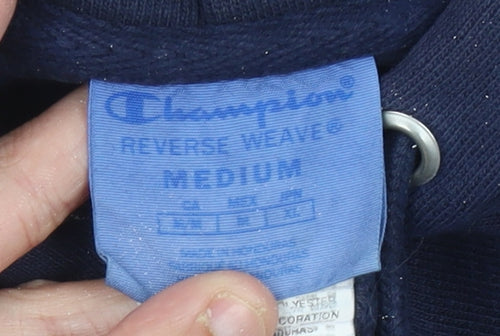 Champion Unisex Blue Pullover Hoodie Medium Logo Sportswear