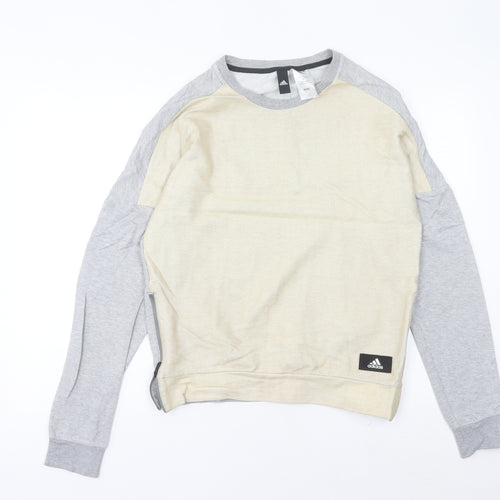 Adidas Womens Grey Beige Sweatshirt Size 14 Pullover Raglan