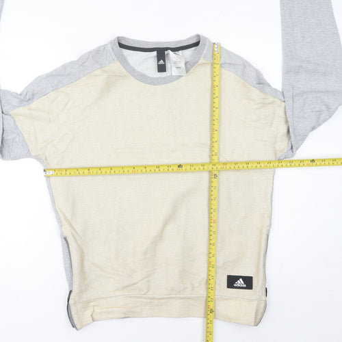 Adidas Womens Grey Beige Sweatshirt Size 14 Pullover Raglan