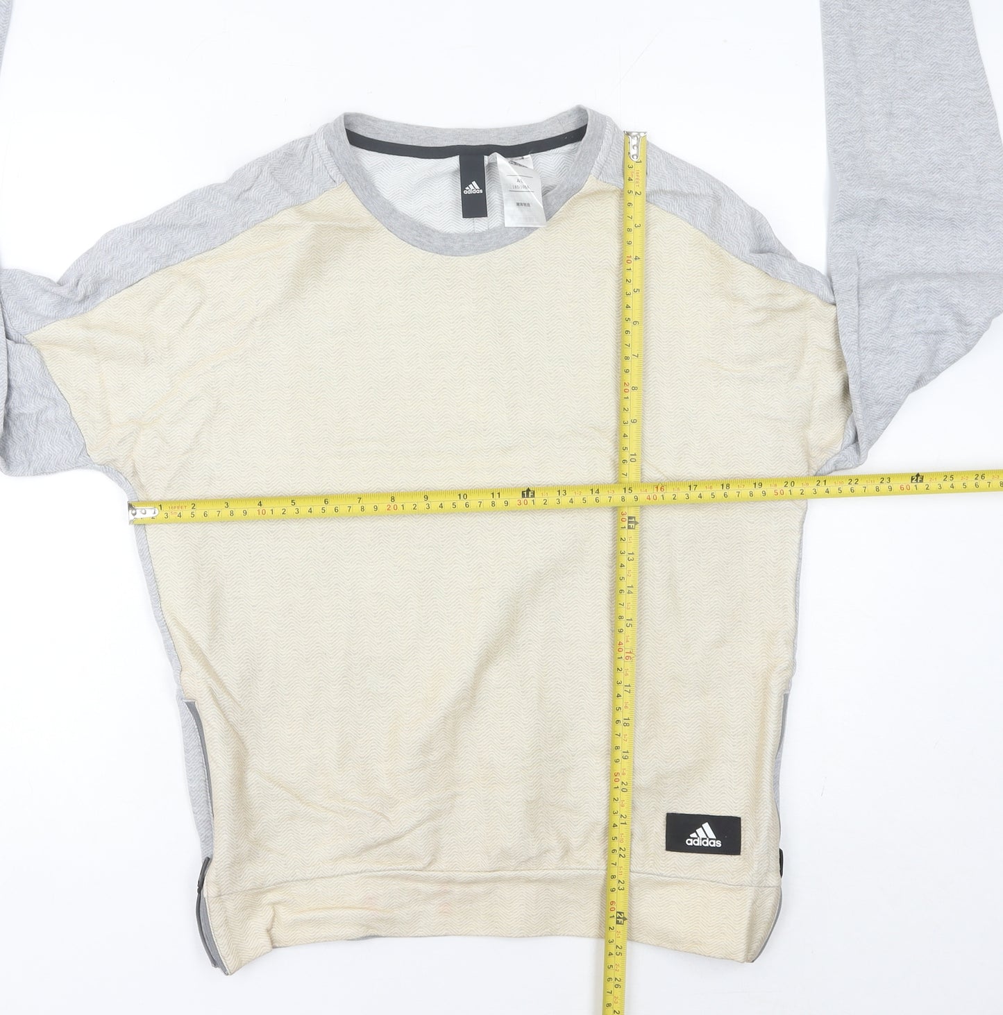Adidas Womens Grey Beige Sweatshirt Size 14 Pullover Raglan