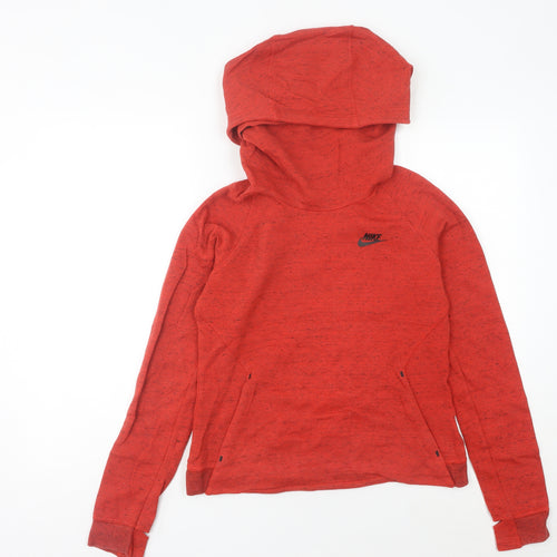 Nike Women’s Red Pullover Hoodie Size 8 UK Cotton Blend