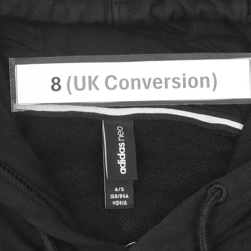 Adidas Womens Black Hoodie Size 8 Pullover Logo Cotton Blend