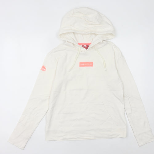 Kappa Womens White Hoodie Size 8 UK Cotton Blend Pullover