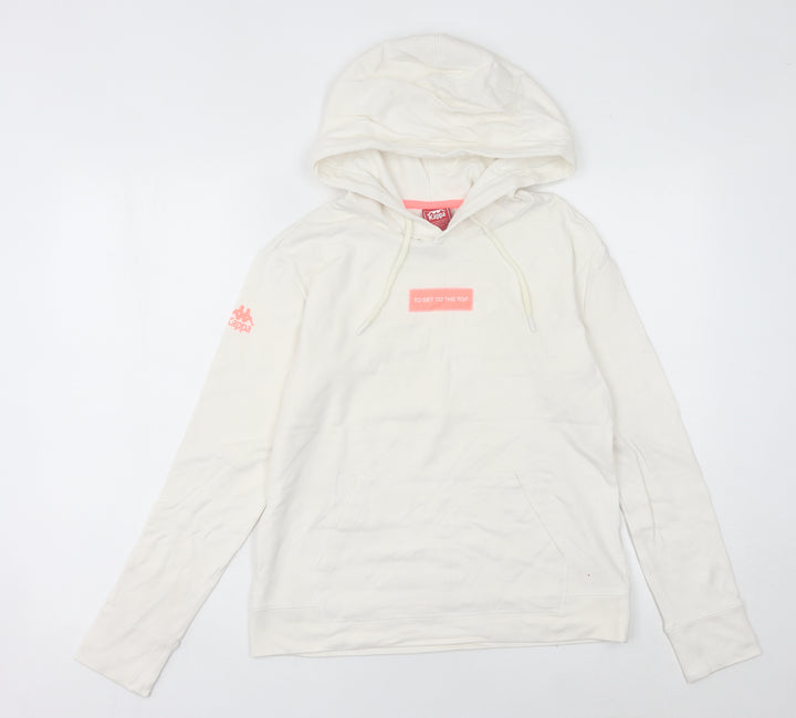 Kappa Womens White Hoodie Size 8 UK Cotton Blend Pullover