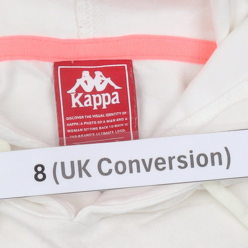 Kappa Womens White Hoodie Size 8 UK Cotton Blend Pullover