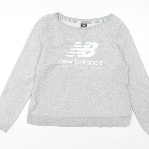 New Balance Women Grey Logo Sweatshirt Size 14 Raglan Sleeve