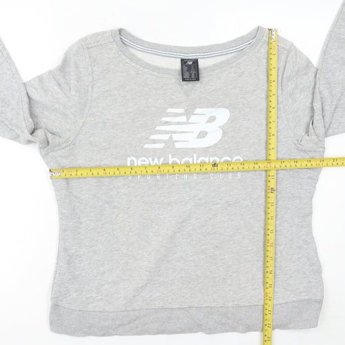 New Balance Women Grey Logo Sweatshirt Size 14 Raglan Sleeve