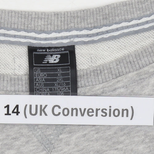 New Balance Women Grey Logo Sweatshirt Size 14 Raglan Sleeve