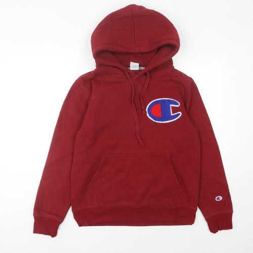 Champion Womens Red Pullover Hoodie Medium Logo Sports Casual