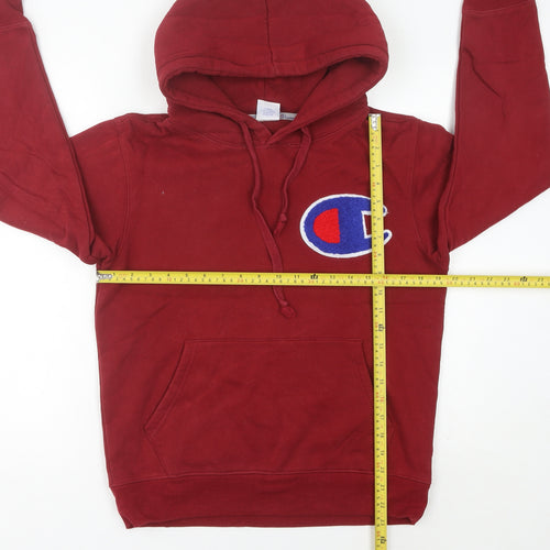 Champion Womens Red Pullover Hoodie Medium Logo Sports Casual