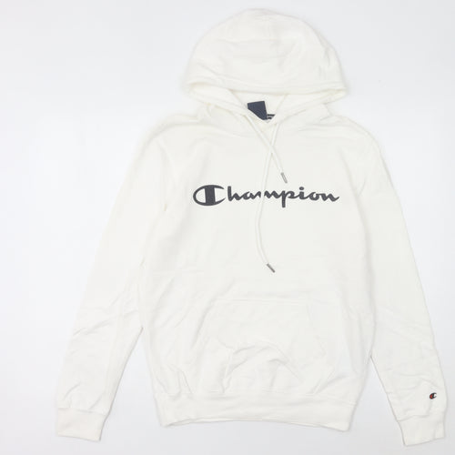 Champion Womens White Pullover Hoodie Small Logo Hooded Sweatshirt