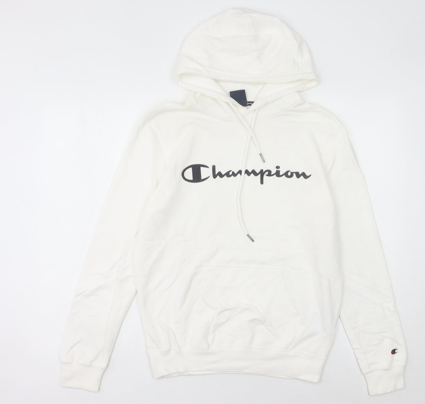 Champion Womens White Pullover Hoodie Small Logo Hooded Sweatshirt