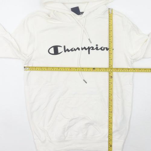 Champion Womens White Pullover Hoodie Small Logo Hooded Sweatshirt