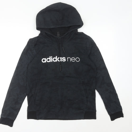 Adidas Neo Women’s Black Hoodie Size 14 UK Cotton Blend Pullover