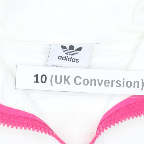 Adidas Women's White 1/4 Zip Sweatshirt UK 10 Logo Sportswear