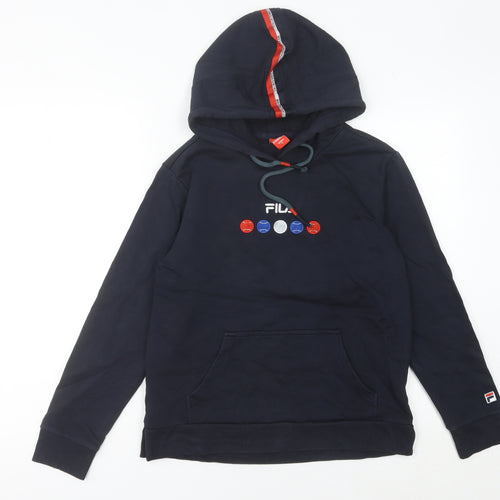 Fila Women's Blue Pullover Hoodie Size 8 Logo Embroidered Casual