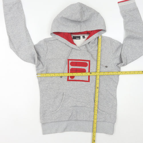 Fila Womens Grey Hoodie Size 8 Pullover Logo Sportswear