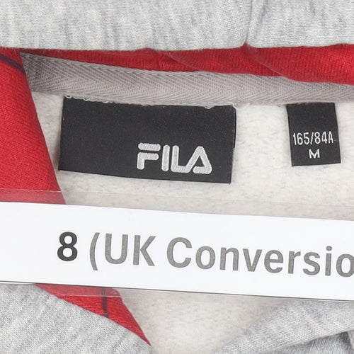 Fila Womens Grey Hoodie Size 8 Pullover Logo Sportswear