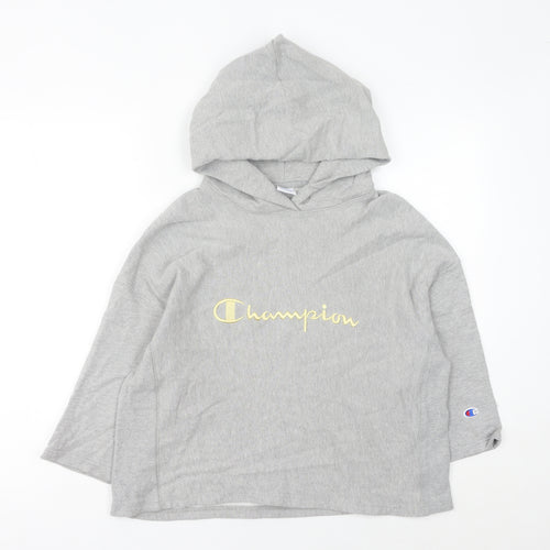 Champion Womens Grey Pullover Hoodie Size 14 Embroidered Logo