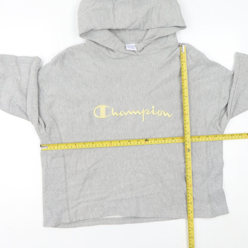 Champion Womens Grey Pullover Hoodie Size 14 Embroidered Logo