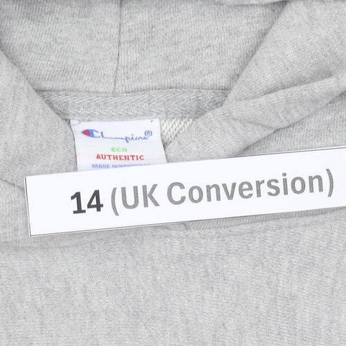 Champion Womens Grey Pullover Hoodie Size 14 Embroidered Logo